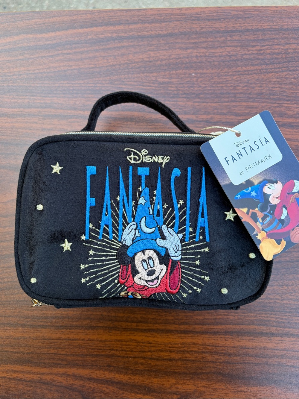 Disney Fantasia Primark Black Velvet Travel Cosmetic Organizer Case NWT